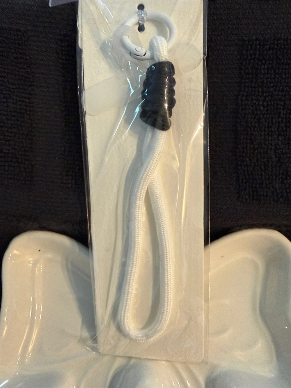 White Key & Card Lanyard with Black Accent